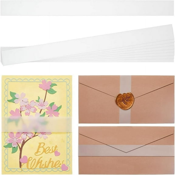 200pcs Clear Invitation Band for 5x7 Invitations Vellum Belly Bands Vellum Paper Belly Bands Rectangle Paper Wraps for Wedding Invitation Envelopes Card Gift Wrap - 11x1 inch White