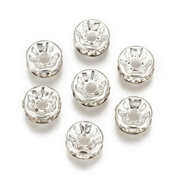 200pcs Clear White Rhinestone Rondelle Spacer Beads 8mm DIY