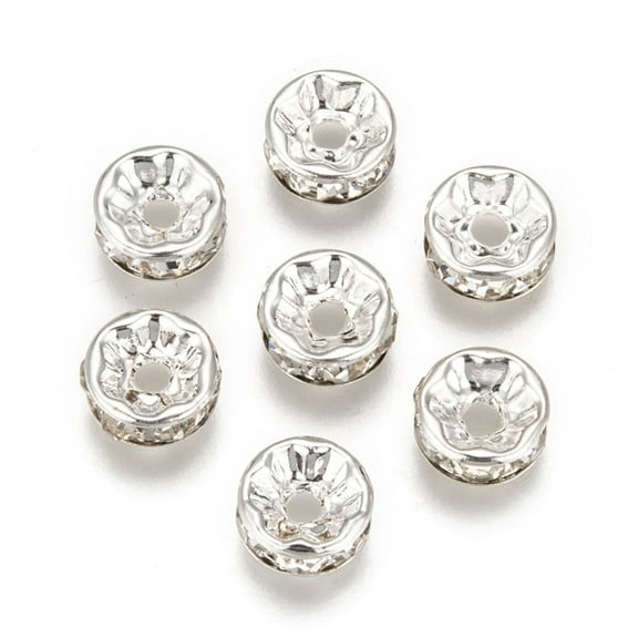 200pcs Clear White Rhinestone Rondelle Spacer Beads 8mm
