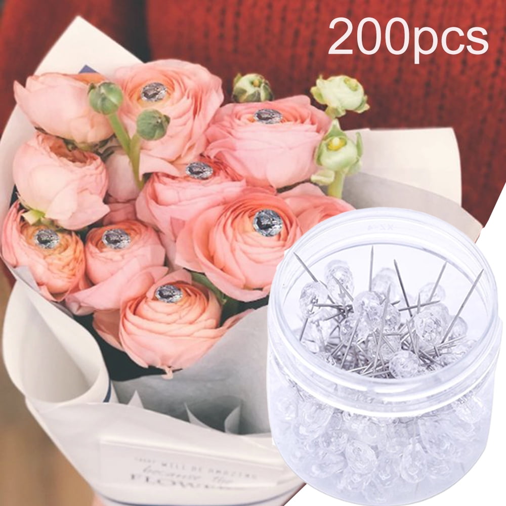 100pcs Corsage Boutonniere Pins, 1.5 Inch Flower Diamond Pins With Crystal  Head Clear Sewing Pins Straight Pins For Crafts Diy Wedding Bridal Hair Acc
