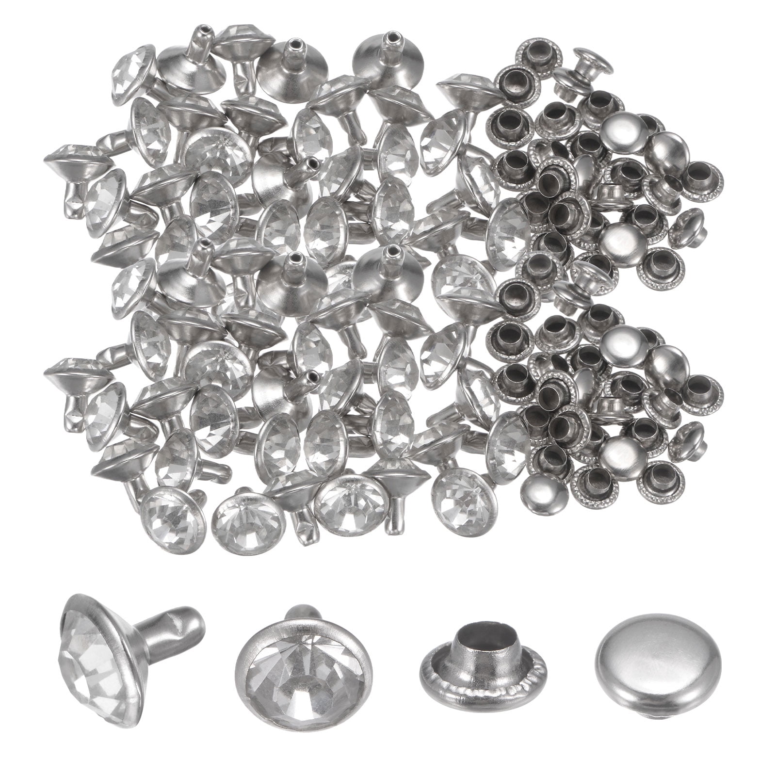 200pcs Crystal Rivets 9mm Rhinestone Rivets Rapid Stud Rivets for ...