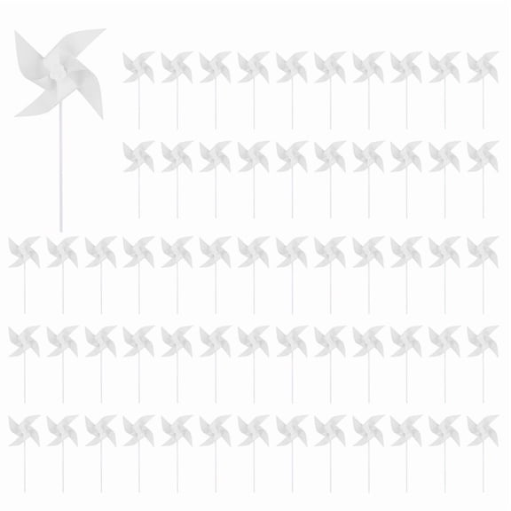 200pcs DIY Kids Paper Pinwheels, White Blank Paper Pinwheels Blank Plastic Windmills Small Pinwheels for Kids Summer