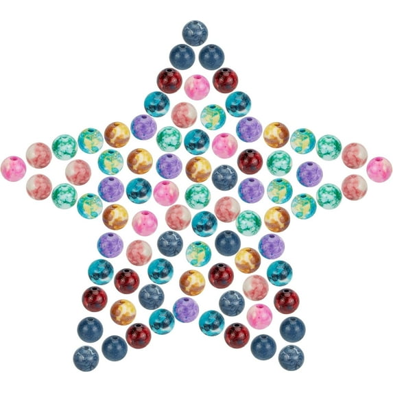 200pcs DIY Natural & Dyed Ocean White Jade Beaded Stretch Bracelet Making Kits Including 10 colors Round Beads and Flat Elastic Thread Mixed color 8mm Hole: 1mm