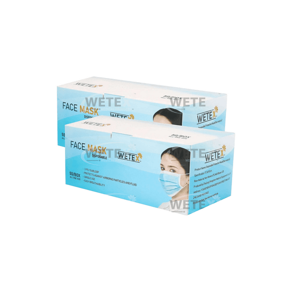 200pcs, Disposable Blue Face Masks (Disposable)  3-ply