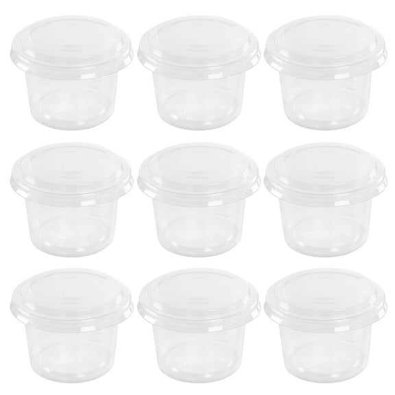 200pcs Disposable Sauce Cups Small Sauce Container Plastic Jelly Cups Pudding Mousse Cup with Lid for Home Shop