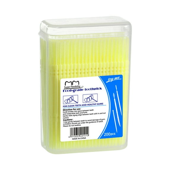 200pcs Double Head Dental Floss Interdental Brush 2-in-1 Disposable Plastic Multicolor Dental Pick Braces Cleaner Brush Oral Care Toothpicks