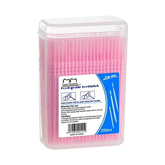 200pcs Double Head Dental Floss Interdental Brush 2-in-1 Disposable Plastic Multicolor Dental Pick Braces Cleaner Brush Oral Care Toothpicks