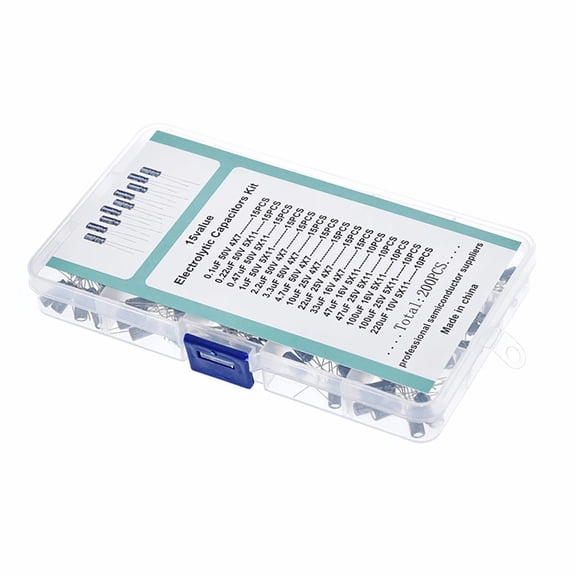 200pcs Electrolytic Capacitor set Completes Electrolytic Capacitor set Assorted Values in Convenient Box for Easy Access