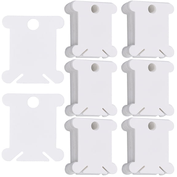 200pcs Embroidery Floss Bobbins Ribbon Bobbins Plastic Mini White Flat Cardboards Thread Cords Line Strings Needlework Organizer Spool DIY