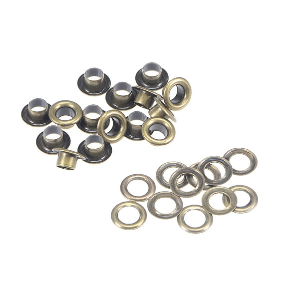 200pcs Eyelets with Washers, 8 x 4 x 4mm Copper Through Hole Hollow Rivets Grommets Bronze Tone