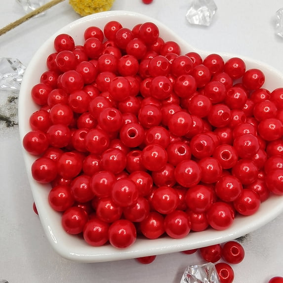 200pcs Fake Pearl Beads 8mm Round Plastic Pearl Beads with Hole for DIY Bracelet Necklace Jewelry Making Supplies Handmade Craft