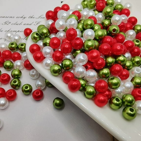 200pcs Fake Pearl Beads 8mm Round Plastic Pearl Beads with Hole for DIY Bracelet Necklace Jewelry Making Supplies Handmade Craft