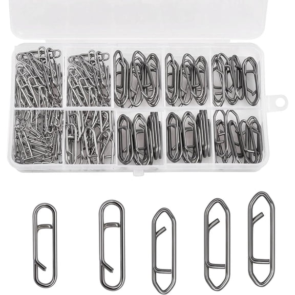 200pcs Fishing Power Clips, High Strength Speed Clips Stainless Steel Quick Change Clip, Freshwater Saltwater Crankbait Popper Lures Fast Link Snap Connector