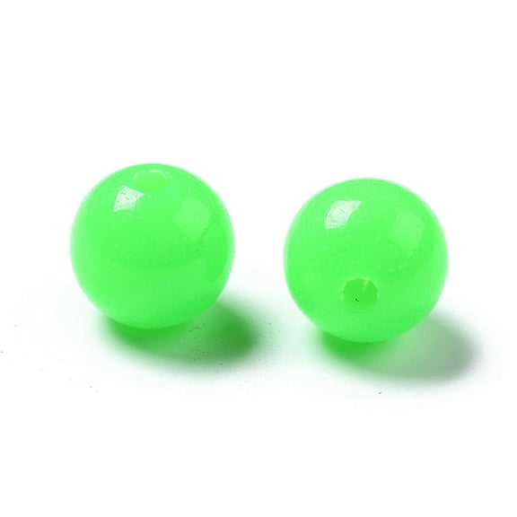 200pcs Fluorescent Acrylic Beads Round Lime 8mm Hole: 1.5mm