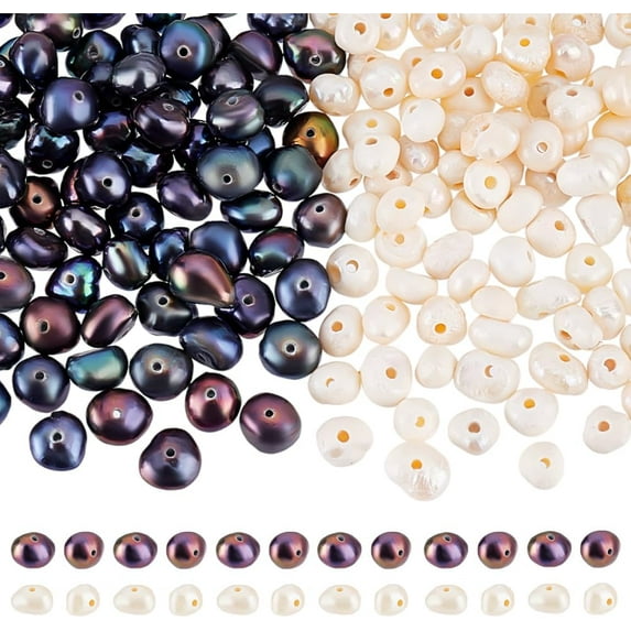 200pcs Freshwater Pearl Beads 2 Colors Natural Cultured Pearl Spacer Beads for Earrings Bracelets Necklaces Jewelry Making DIY Crafts 4~5mm