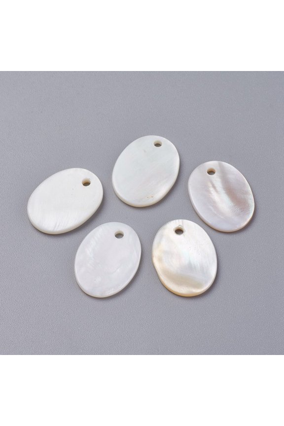 200pcs Freshwater Shell Pendants Oval 19~20x14~15x2mm Hole: 2mm