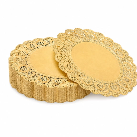 200pcs Gold Paper Doilies, 13.5 Inch Round Disposable Placemats, Lace-Style Gold Placemat Set for Table Dcor, Weddings, Parties, Events, Gold Round Paper Placemats & Doilies for Elegant Serving