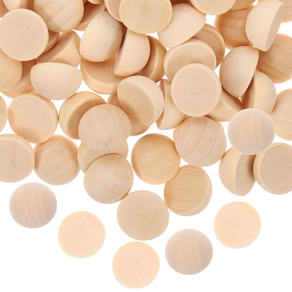 200pcs Half Round Wooden Beads Unfinished Wood Half Balls for DIY Art Craft