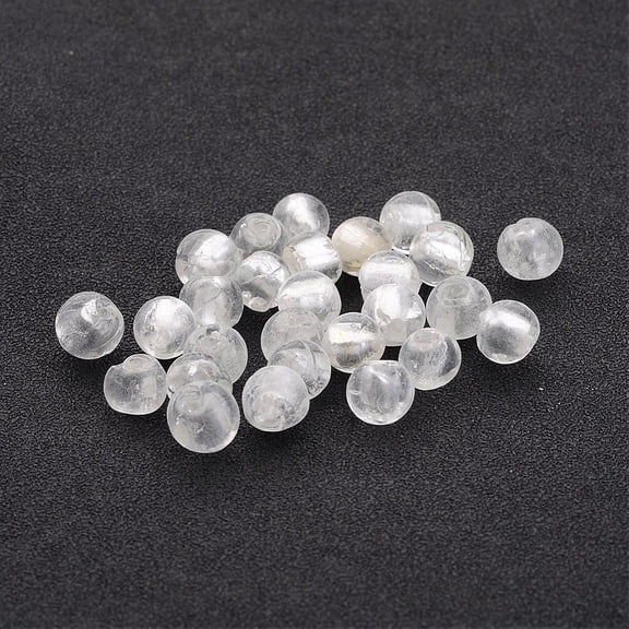 200pcs Handmade Silver Foil Glass Beads Round Clear 7.5~8.5mm Hole: 1mm