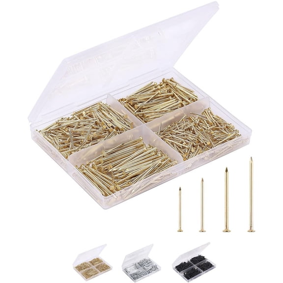 200pcs Hardware Nail Assortment Kit with Storage Case, Heavy Duty Wall Hanging and Woodworking Nails, High-Strength Metal Picture Frame Hanging Set