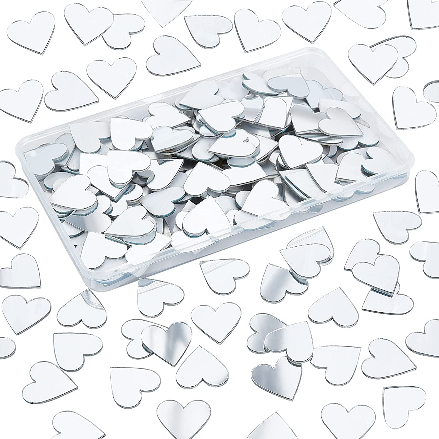 50X Small Mini Heart Shap Craft Mirrors 10mm Sizes Mosaic Tiles