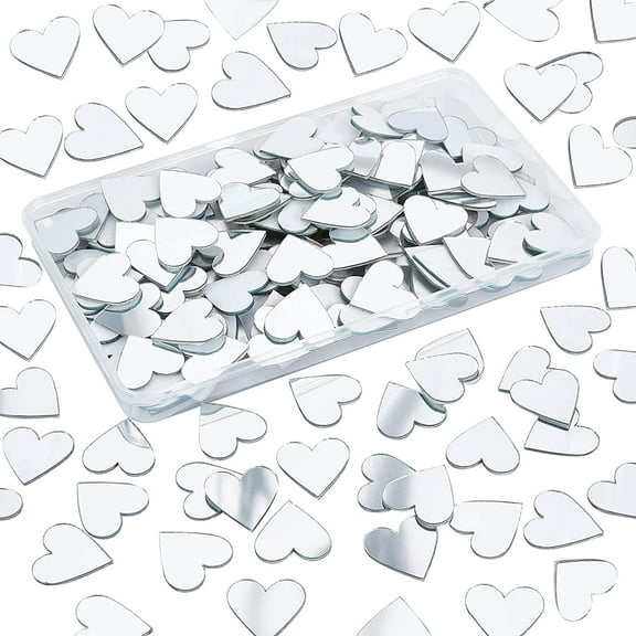 200pcs Heart Mosaic Mirror 0.9 Inch Decorative Acrylic Mirror Adhesive Craft Mini Mirror Tiles Small Wall Mirror DIY