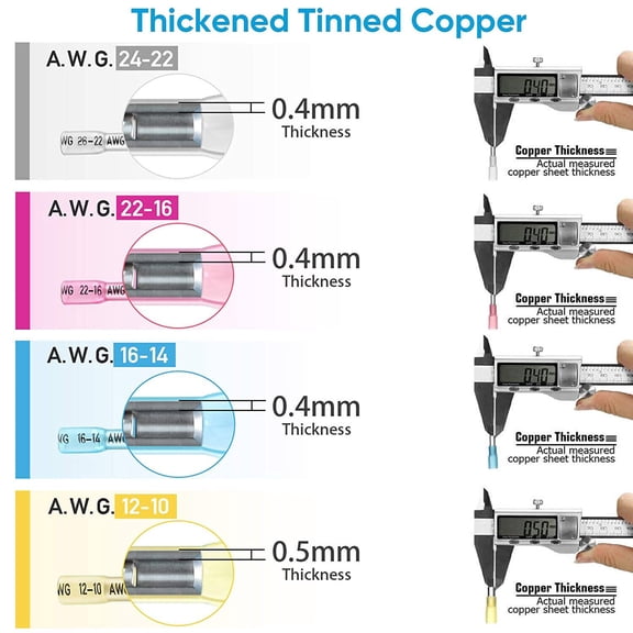200pcs Heat Shrink Butt Wire Splice Connectors Seal Crimp Terminals USA
