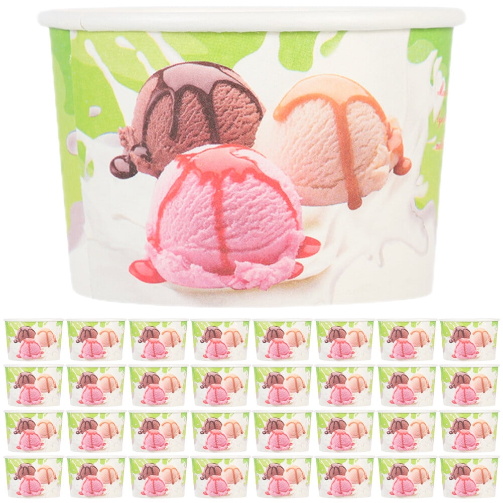 200pcs Ice Cream Cups Disposable Dessert Cups Paper Ice Cream Bowls ...