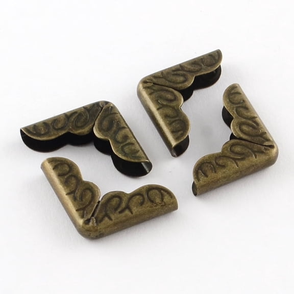 200pcs Iron Book Albums Menus Folders Corner Protectors Antique Bronze 16x16x4mm Hole: 3mm