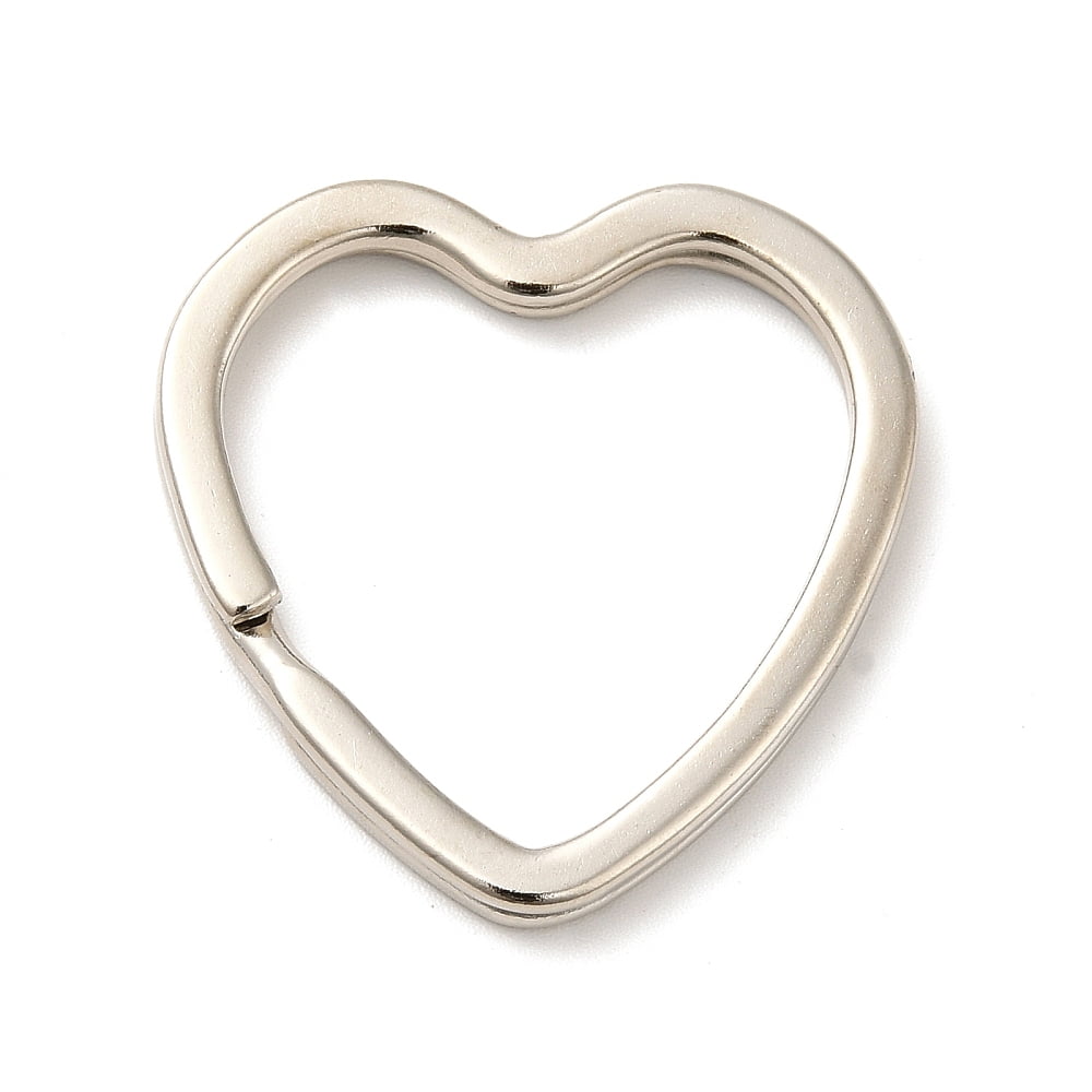 200pcs Iron Split Key Rings Keychain Clasp Findings Heart Platinum 31x31x3mm