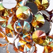 200pcs John Bead 14mm Gold AB Acrylic Plastic Rivoli Flatback Rhinestones Jewels for Crafting Embellishments Gems