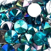 200pcs John Bead 14mm Turquoise AB Acrylic Plastic Rivoli Flatback Rhinestones Jewels for Crafting Embellishments Gems