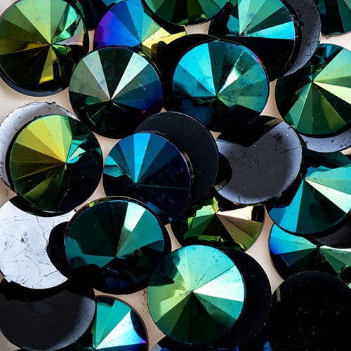 200pcs John Bead 18mm Black AB Acrylic Plastic Rivoli Flatback Rhinestones Jewels for Crafting Embellishments Gems