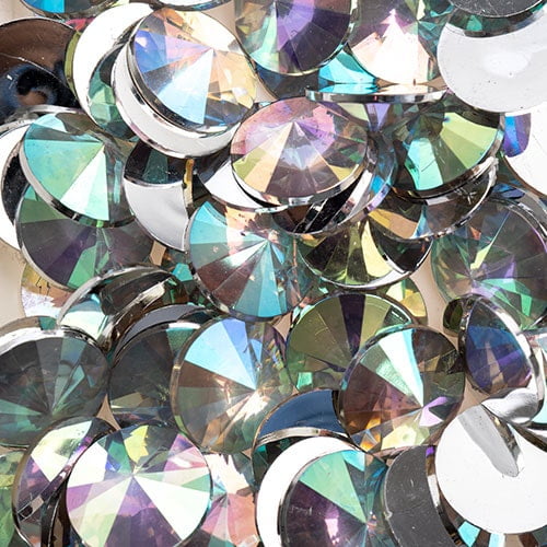 200pcs John Bead 18mm Crystal AB Acrylic Plastic Rivoli Flatback Rhinestones Jewels for Crafting Embellishments Gems