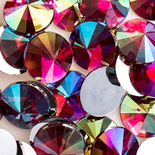 200pcs John Bead 18mm Fuchsia AB Acrylic Plastic Rivoli Flatback Rhinestones Jewels for Crafting Embellishments Gems
