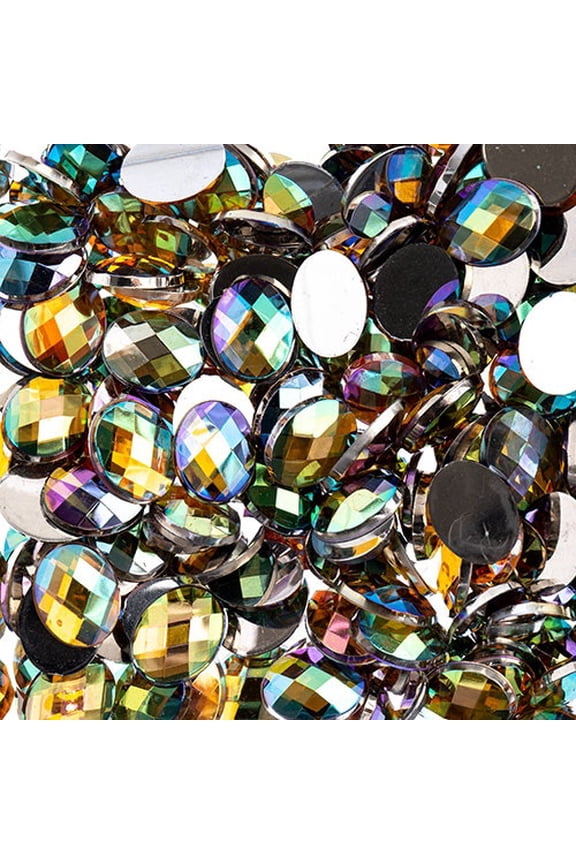 200pcs John Bead 8x10mm Gold AB Acrylic Plastic Oval Flatback Rhinestones Jewels for Crafting Embellishments Gems
