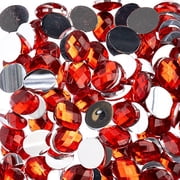 200pcs John Bead 8x10mm Red Acrylic Plastic Oval Flatback Rhinestones Jewels for Crafting Embellishments Gems