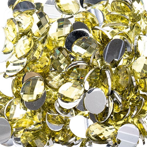 200pcs John Bead 8x10mm Yellow Acrylic Plastic Oval Flatback Rhinestones Jewels for Crafting Embellishments Gems