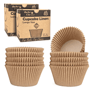 Bake Choice 100 Count (Pack of 2) Jumbo Cupcake Liners for Baking, Natural Muffin Liners, Unbleached, Greaseproof Parchment Paper, Cupcake Wrapper
