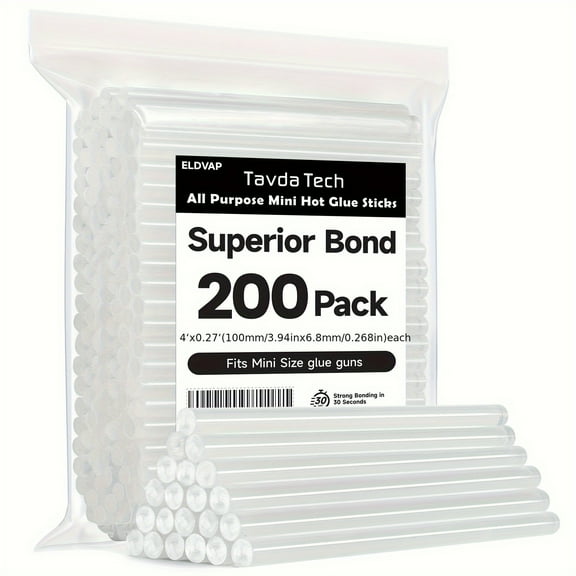 200pcs (Large Capacity Packaging) Length 4", Diameter 0.27"--Suitable for most hot melt glue guns Mini High Strength Transparent Adhesive for Crafts, DIY Handmade Designs