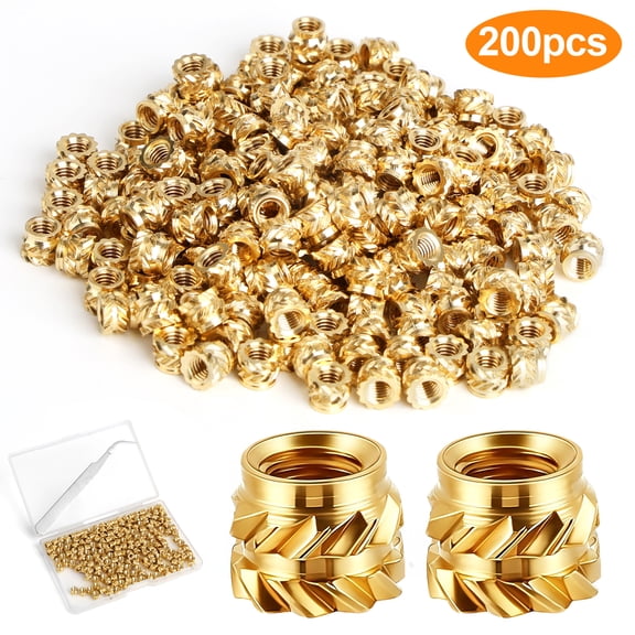 200pcs M3 Threaded Inserts, EEEkit Brass Heat Set Knurled Nuts for 3D Printing, Plastic Parts, Injection Molding
