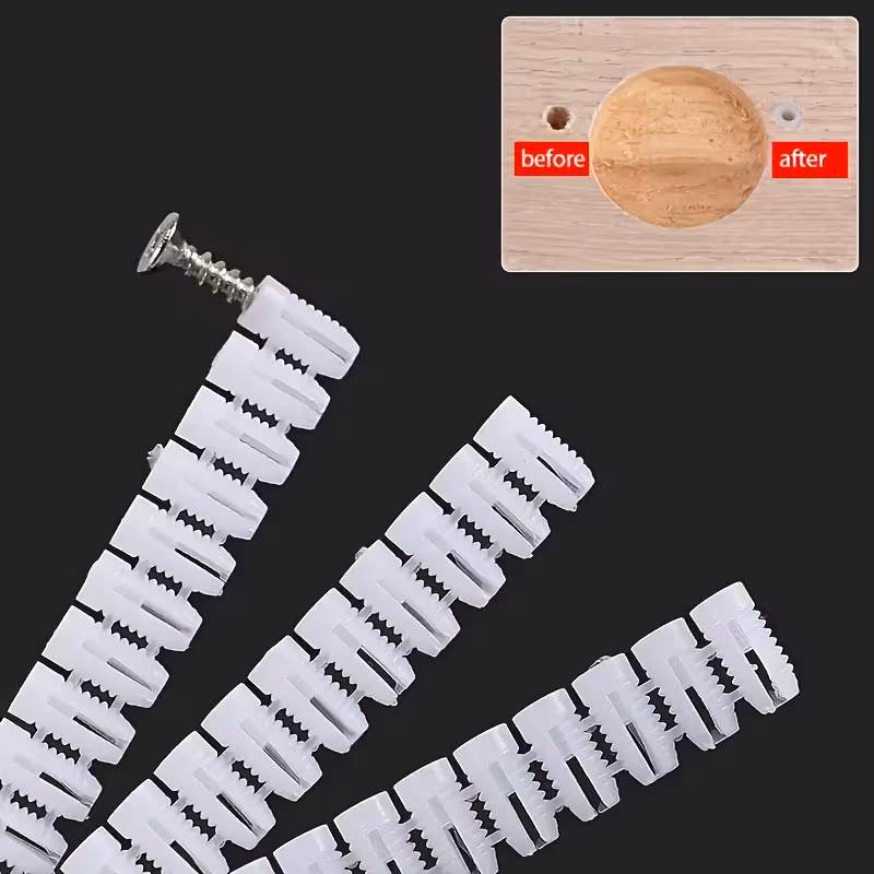 200pcs M4 Self-Rolling Screw Anchor, Screw Hole Repair Expansion Plug, Hinge Mount Fastener for Furniture & Cabinet