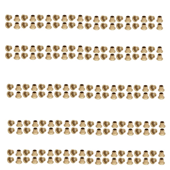 200pcs M4 x 4mm Brass Plated Metal Hollow Eyelets Rivets Gold Tone