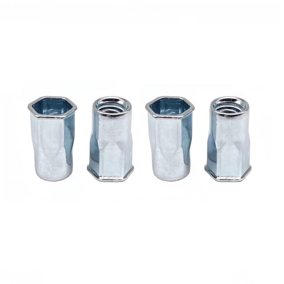 200pcs M5 Zinc-Plated Carbon Steel Rivet Nuts, Threaded Flat Head Rivet Nut, Half Hexagon Thread Insert Hardware