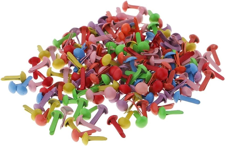 200pcs Metal 4.5mm Round Split Pins Mini Brads Paper Crafts forBookmark