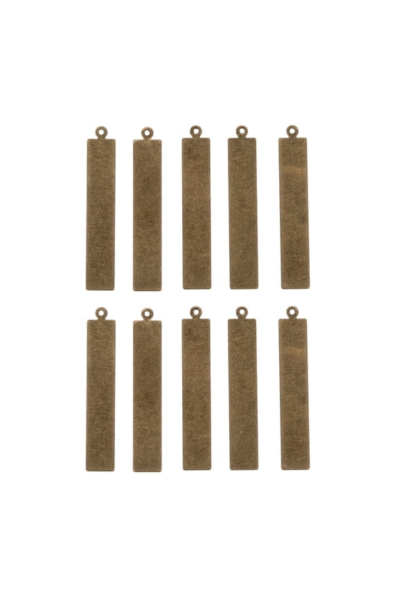 200pcs Metal Tags Brass Stamping Blank Tag Pendants Rectangle Bronze 41x7x0.5mm Hole: 1mm