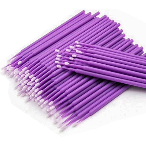 200pcs Micro Applicator Brushes, Disposable Eye Extension Brushes, Micro Make Up Mascara Brushes, Oral and Dental, Colour Purple