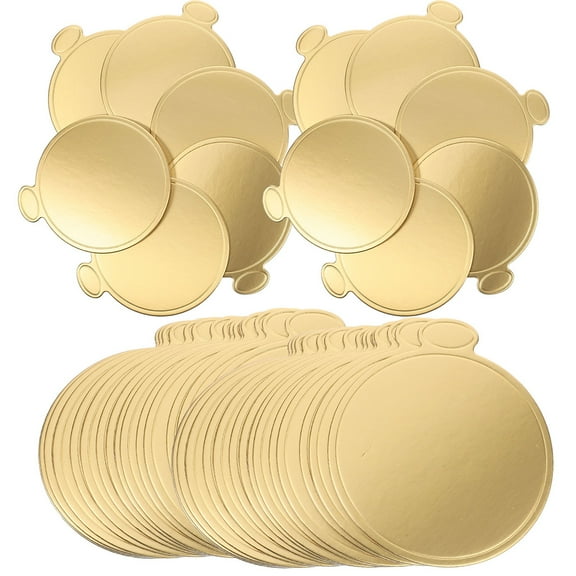 200Pcs Golden Round Cake Boards with Heat Insulation for Baking Mousse Tiramisu and Dessert Presentation