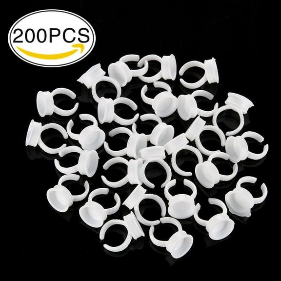 200pcs Mini Disposable Acrylic Plastic Nail Art Makeup Glue Polish Ring Holder