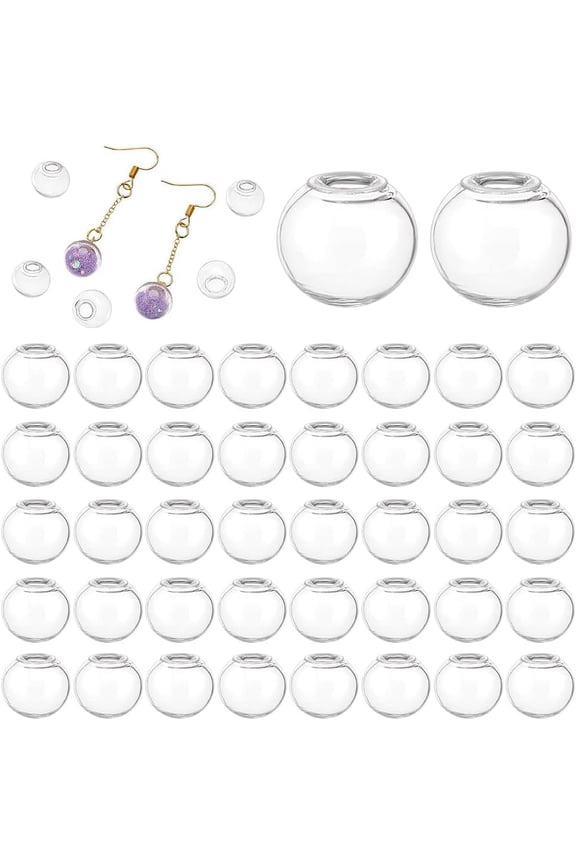 200pcs Mini Glass Globes 12mm Glass Ball Bottles Orbs Balls Wish Ball Charms Seres UV Planet Crafts for UV Resin Gemstone Dice Pendant Charms Earring Making